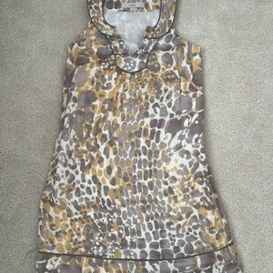 LOFT Linen Sleeveless Animal Print Dress